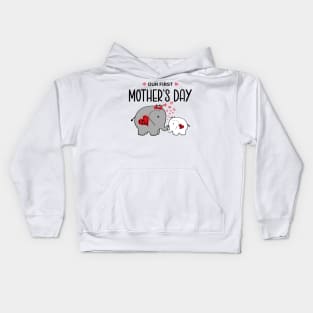 Cute Matching Our First Mother's Day Elephants Kids Hoodie